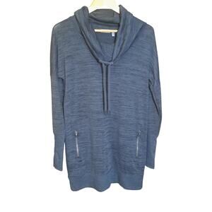 Athleta Womens Gray Cowl Neck Zip Pocket Thumb Hole Sweatshirt Dress Size SP